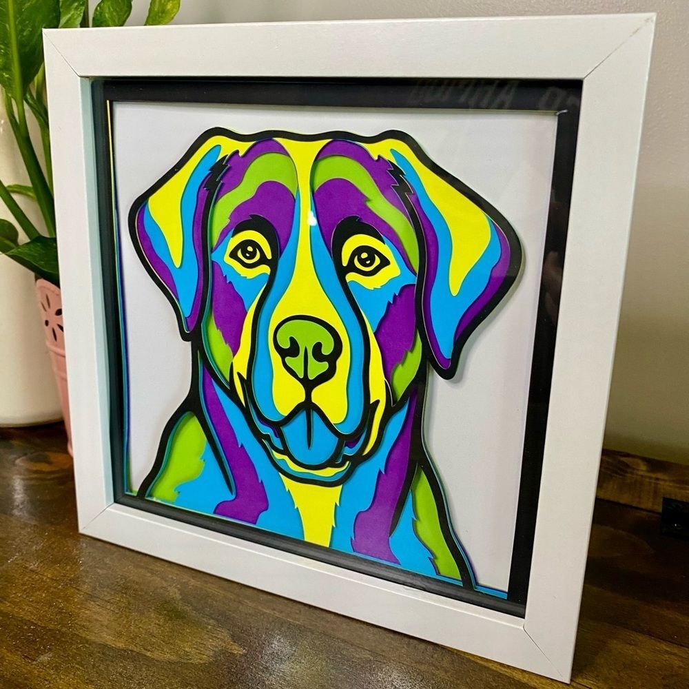 3D Labrador Multicolor Shadowbox - Picture 3 of 8